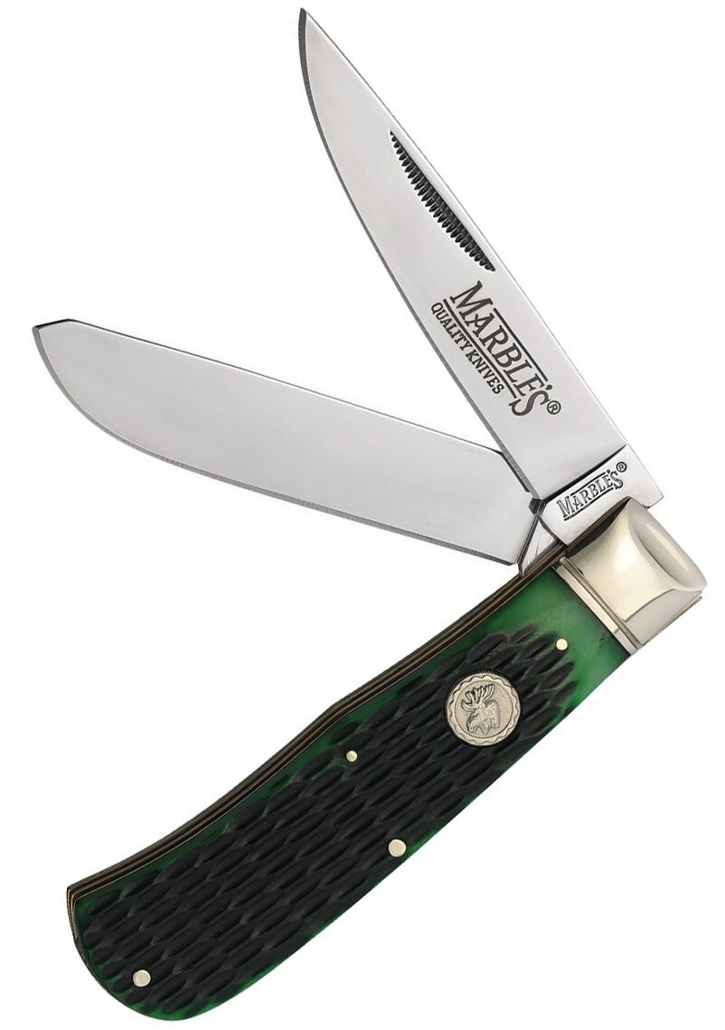 Marbles Jumbo Trapper Pocket Knife Stainless Steel Blades Jigged Bone Handle