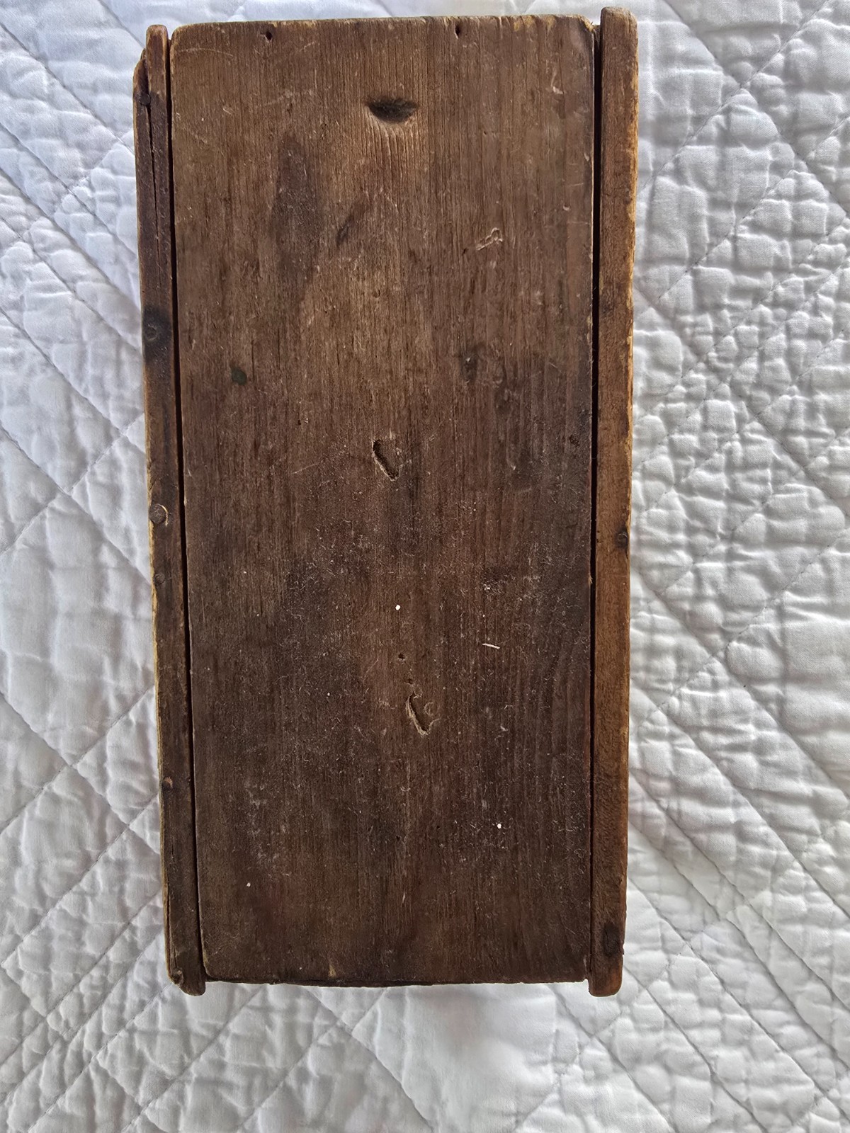 Antique Wooden Box with Sliding Lid, Primitive Folk Art,  10\