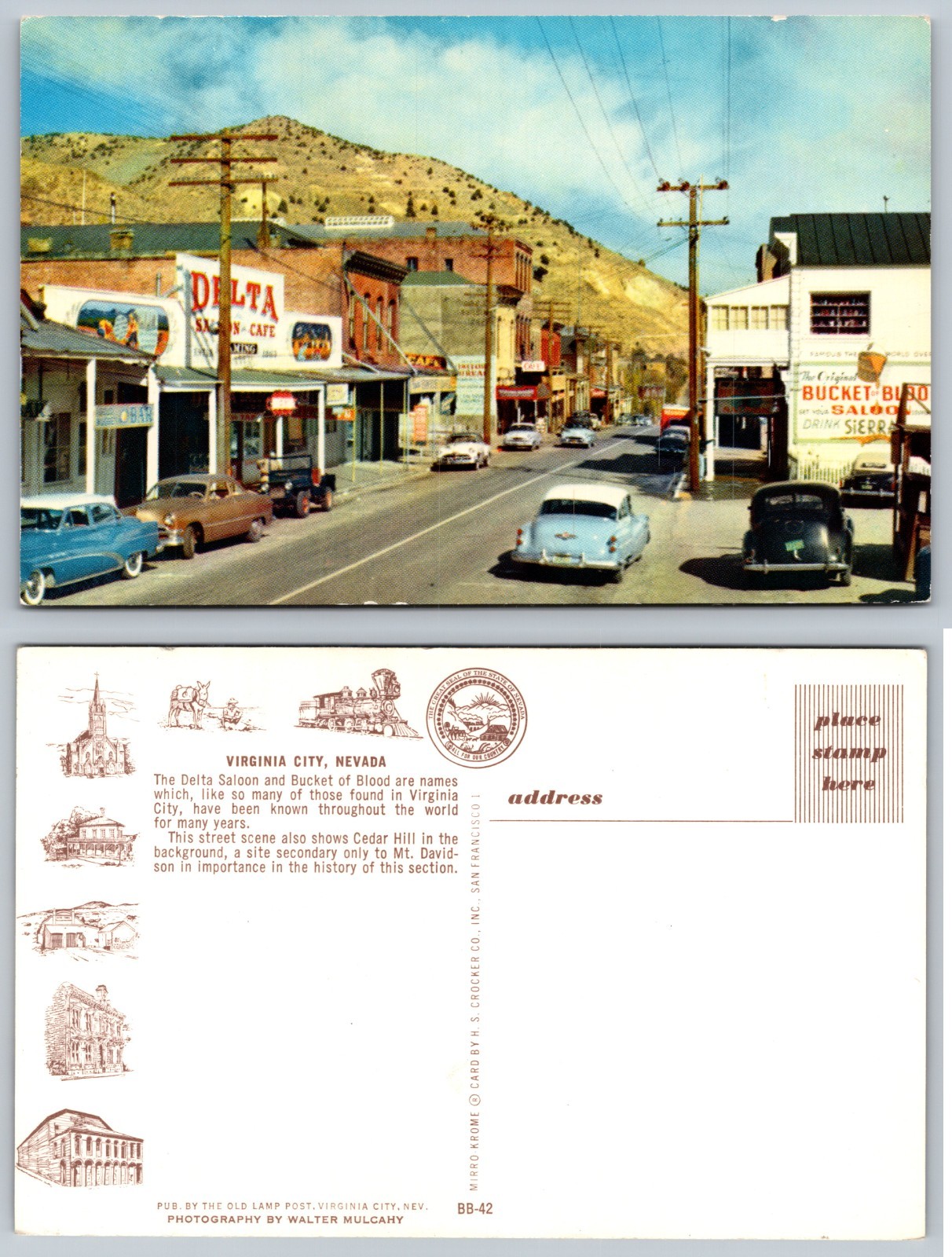 Virginia City Nevada Delta Saloon Street View Postcard