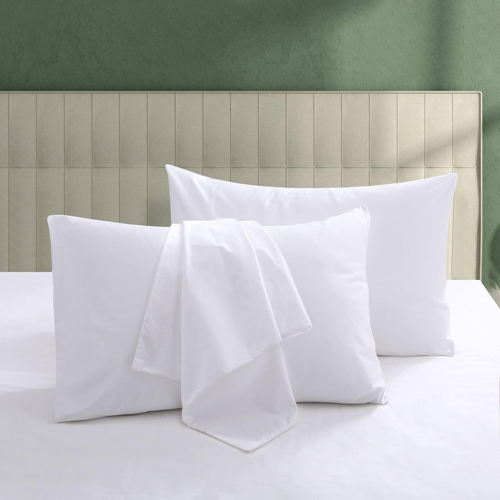 100% Egyptian Cotton Pillow Protectors Set of 2 Queen Size White Queen 2Pack