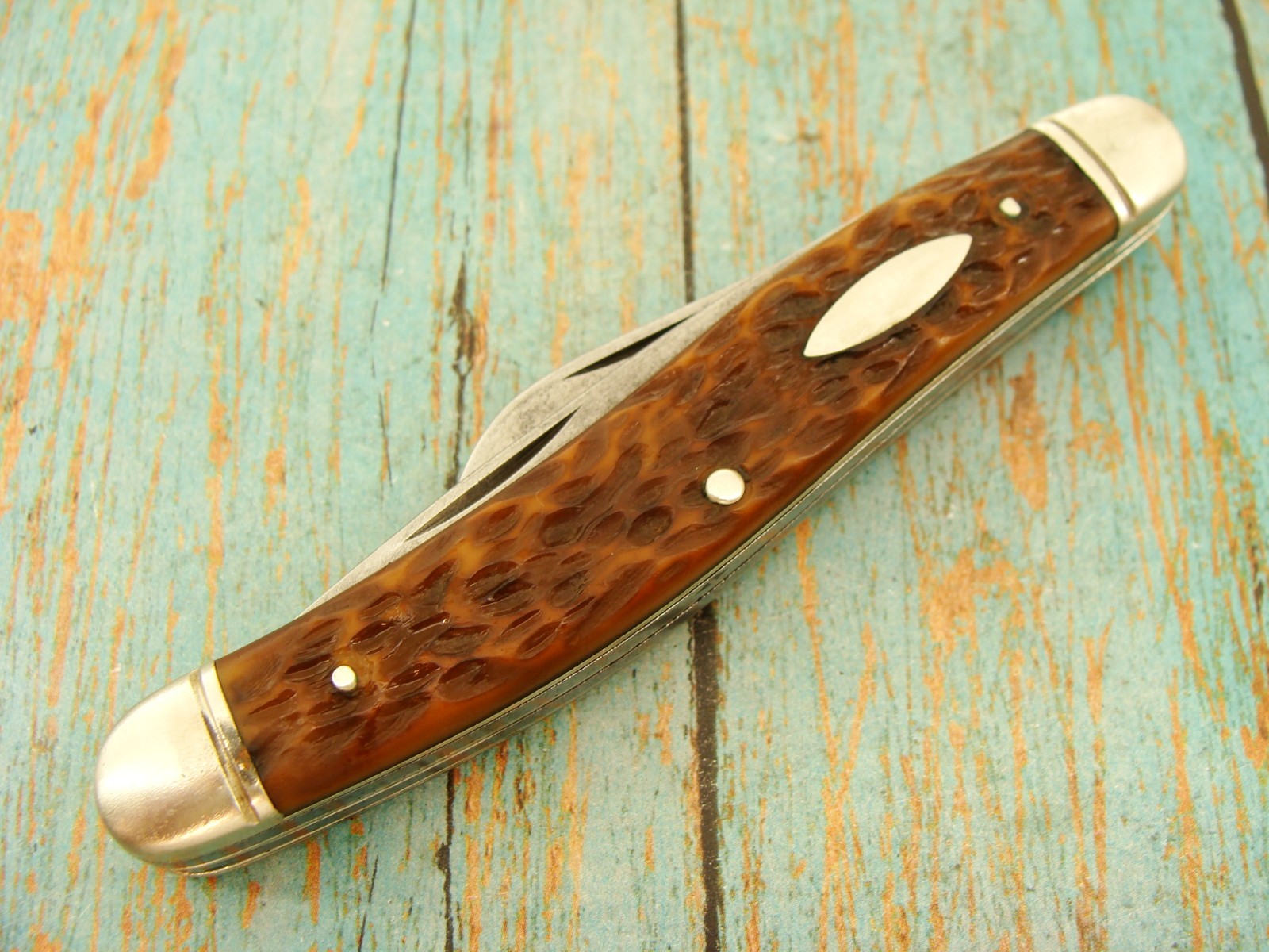 BIG VINTAGE CAMILLUS USA 69 PREMIUM STOCKMAN POCKET KNIFE JACK KNIVES TOOLS VG