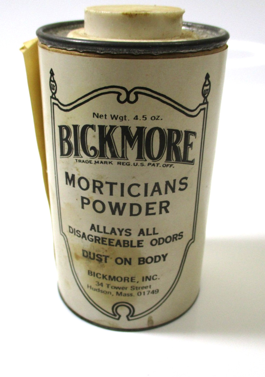 Vintage Bickmore Morticians Powder 4.5 oz Unopened Tin Hudson MA Collectible