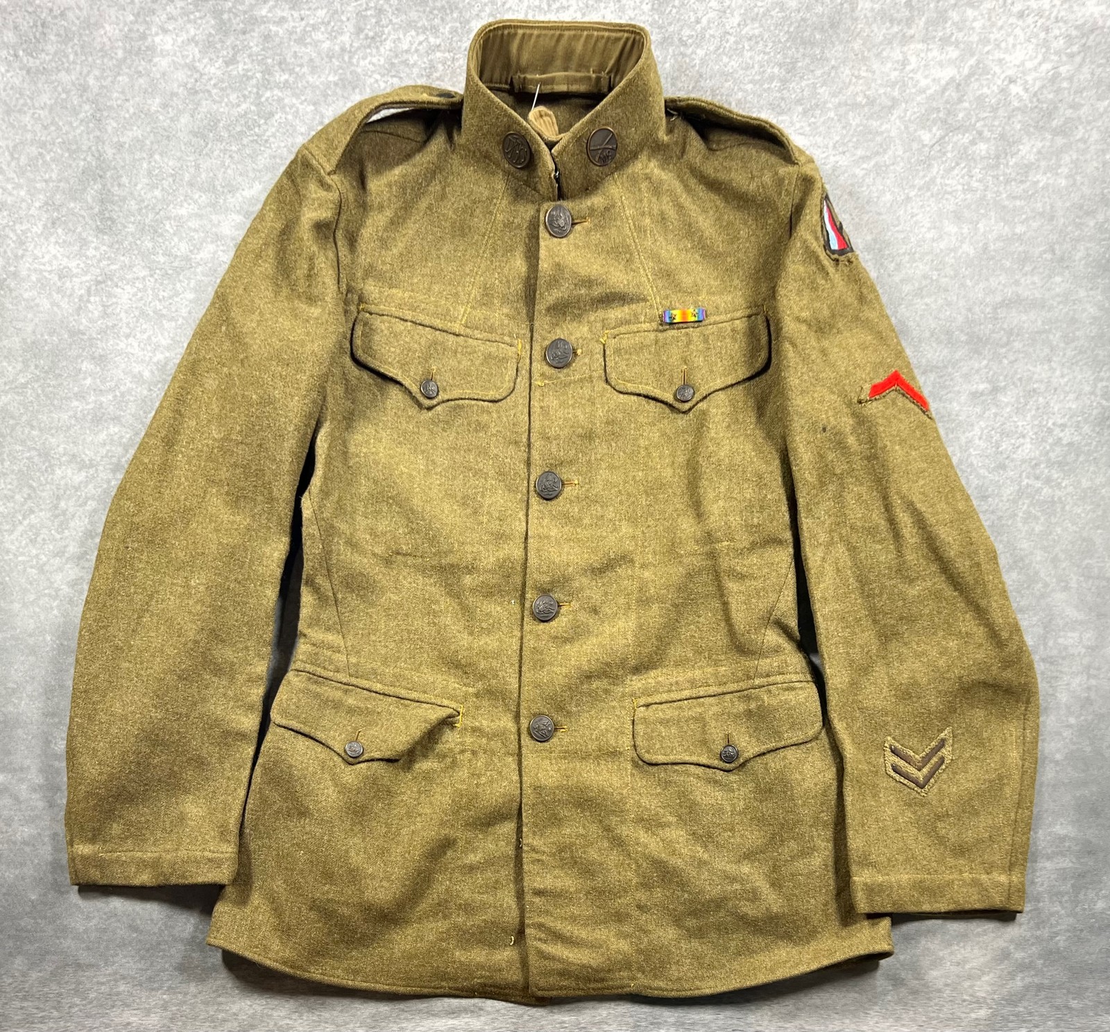 Vintage WWI US Army M1917 Wool Service Tunic Khaki Jacket Sz S 79th Infantry Div