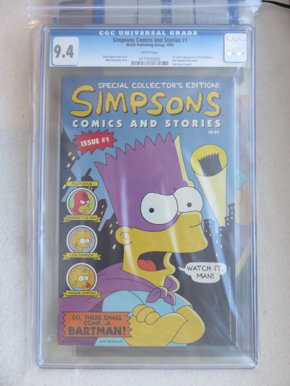 Simpsons #1 *1st Full App of The Simpsons in Comics* Poly Bag Incl. CGC 9.4 WP
