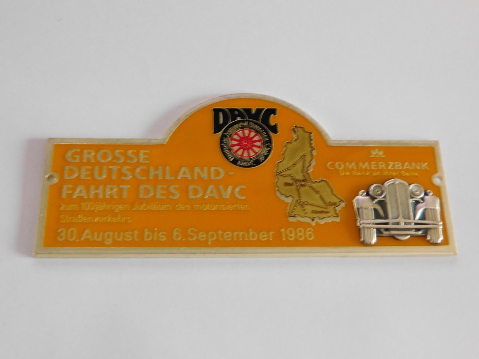 Vintage Automobile Car Grill Badge Sign Grosse Across Deutschland Rally Emblem