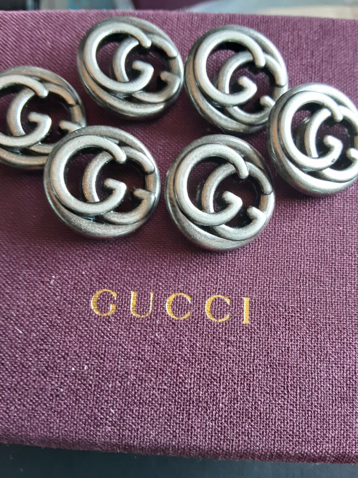 Six   Gucci  BUTTONS  silver  21 mm 0,8 inch GG