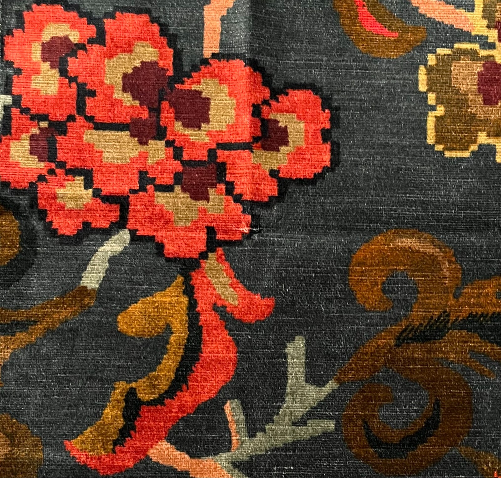 ETRO Nimphea Red Blue Cotton Viscose Floral Remnant New
