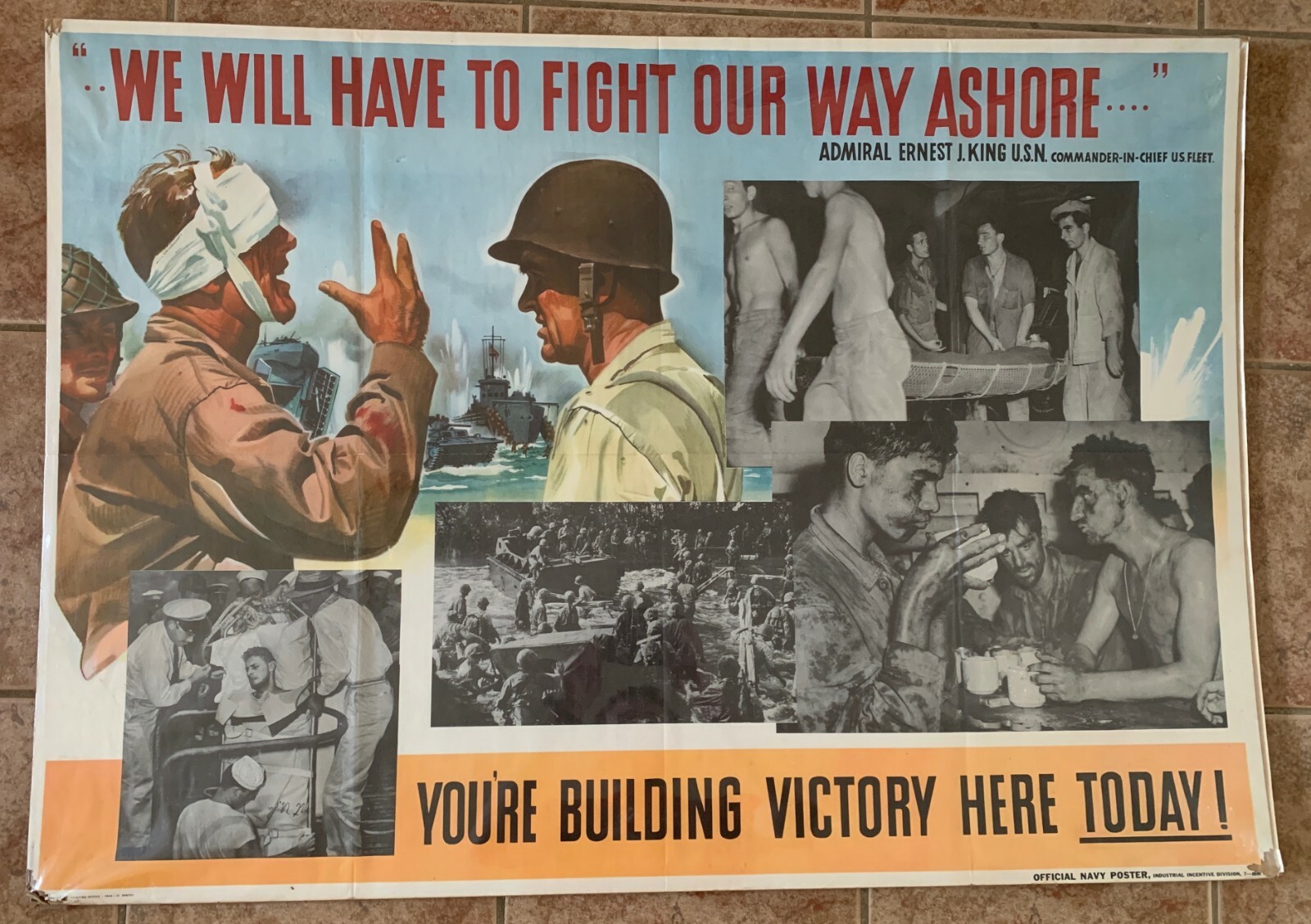 WWII Navy Poster We Will Have To Fight Our Way Ashore 