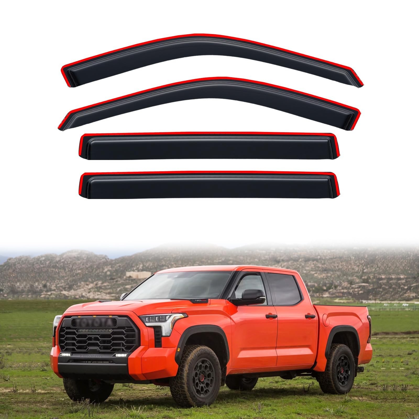in-Channel Rain Guards for 2022-2026 Toyota Tundra CREWMAX ONLY, Window Visor...