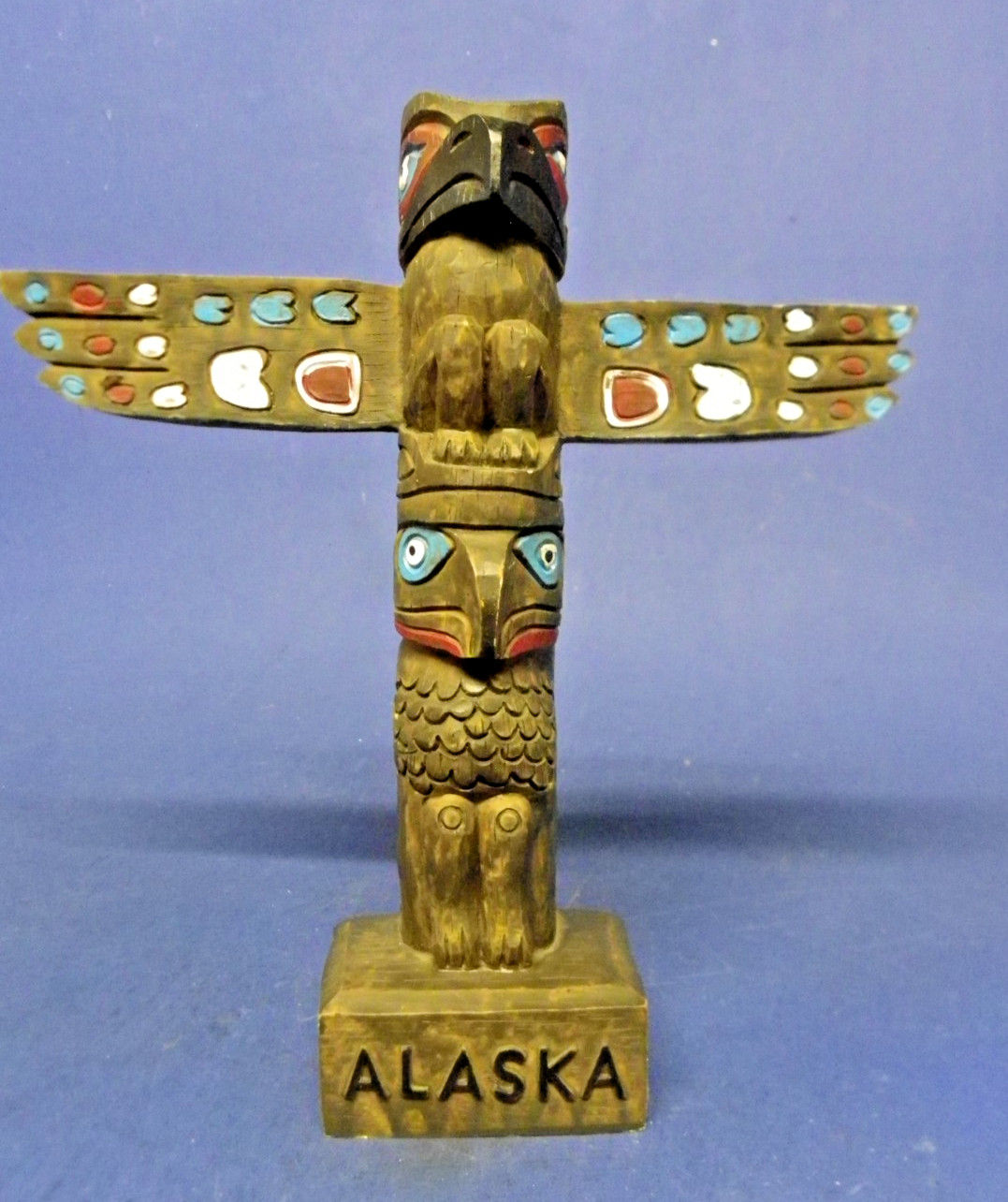 Alaska Totem Pole Collectible Statue Figurine Hand Painted Resin 9\