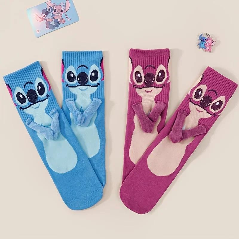2 pair Stitch Magnet Hand in Hand Sock Fun Fashion Soft Comfortable couples