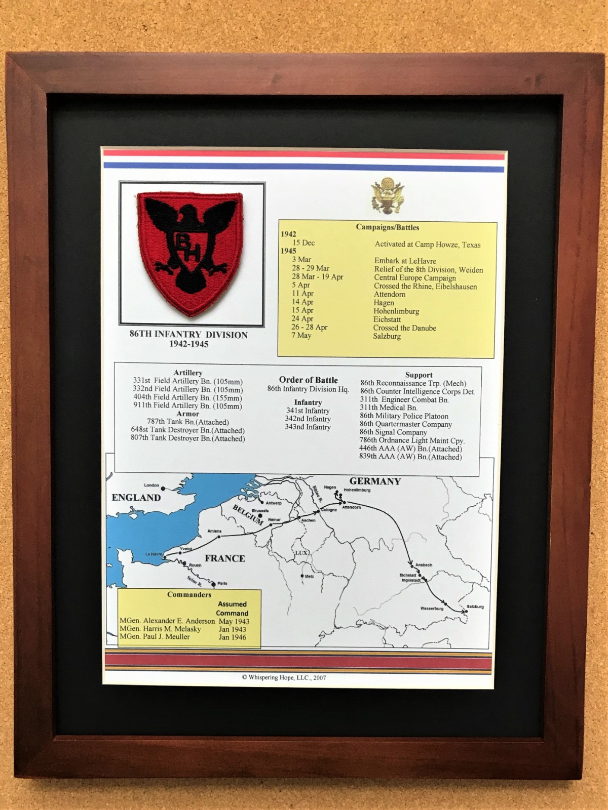 86th Infantry  Division Insignia and History in World War II