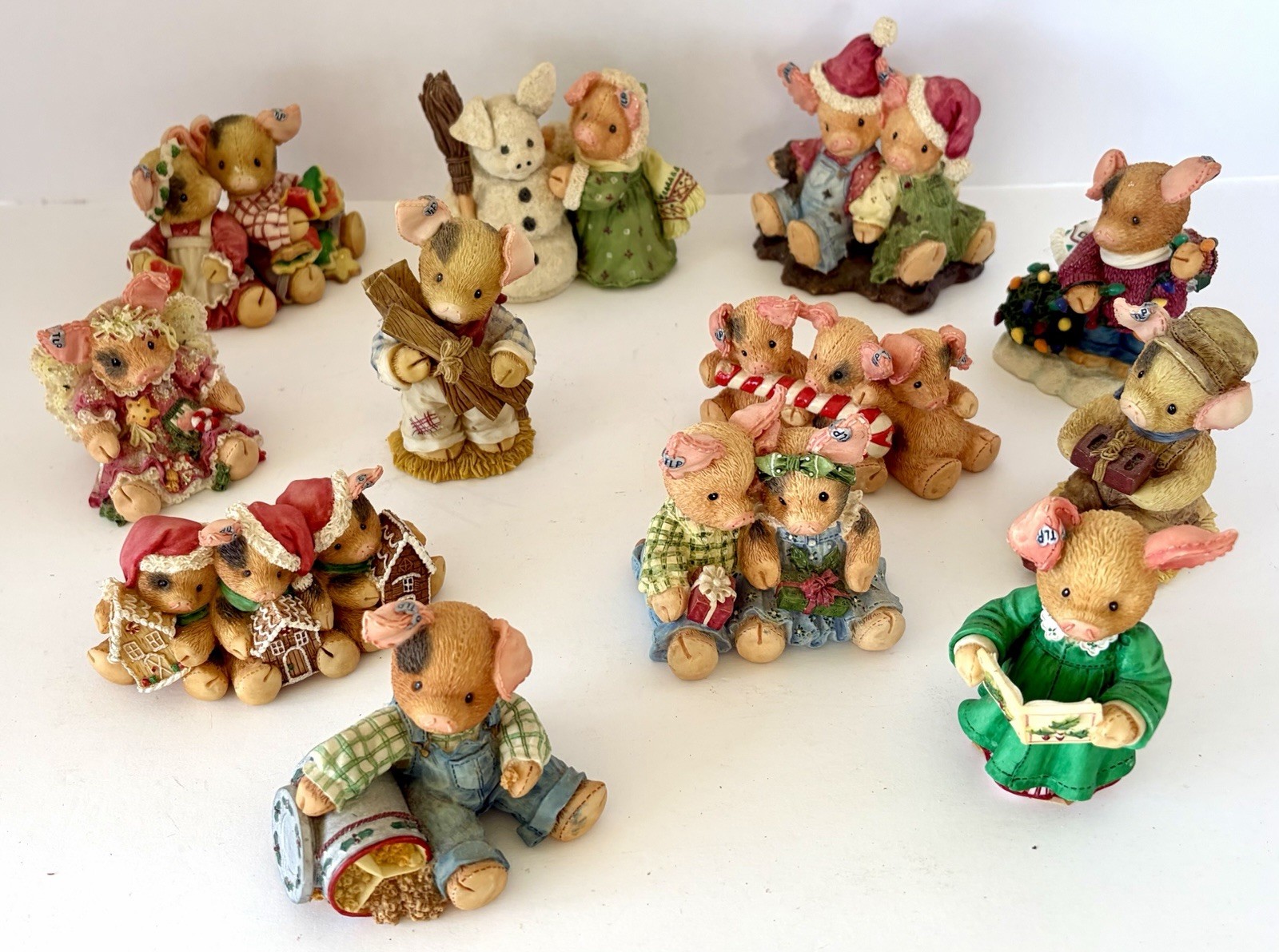 Enesco This Little Piggy Christmas Lot of 12 Unto Us Cookies Popcorn 1990’s
