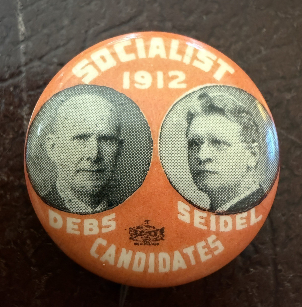 Rare 1912 Eugene Debs & Seidel for President Socialist Presidential Pin