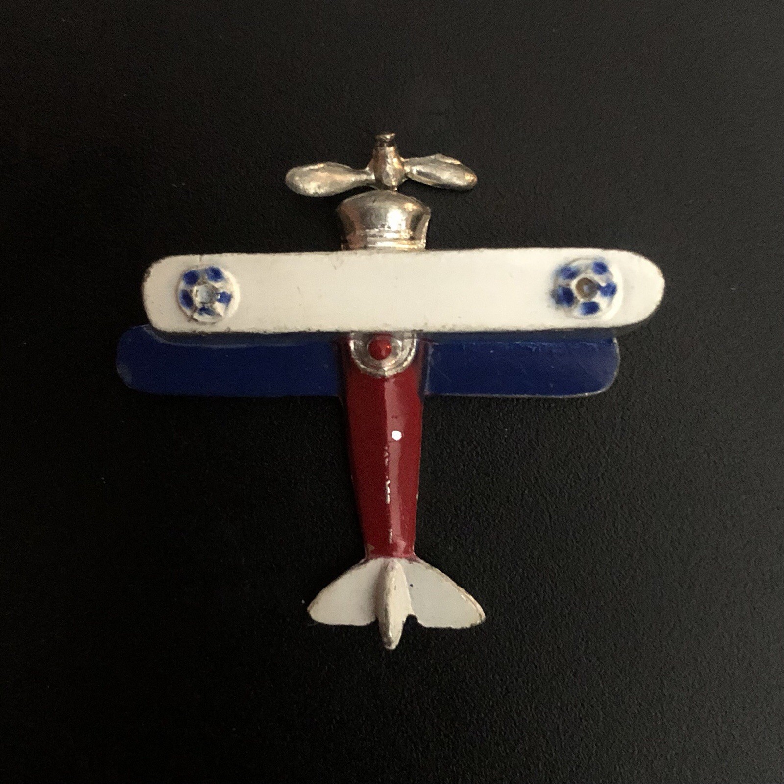 Vintage WW2 Coro Marion Weeber sweetheart enamel airplane plane patriotic pin