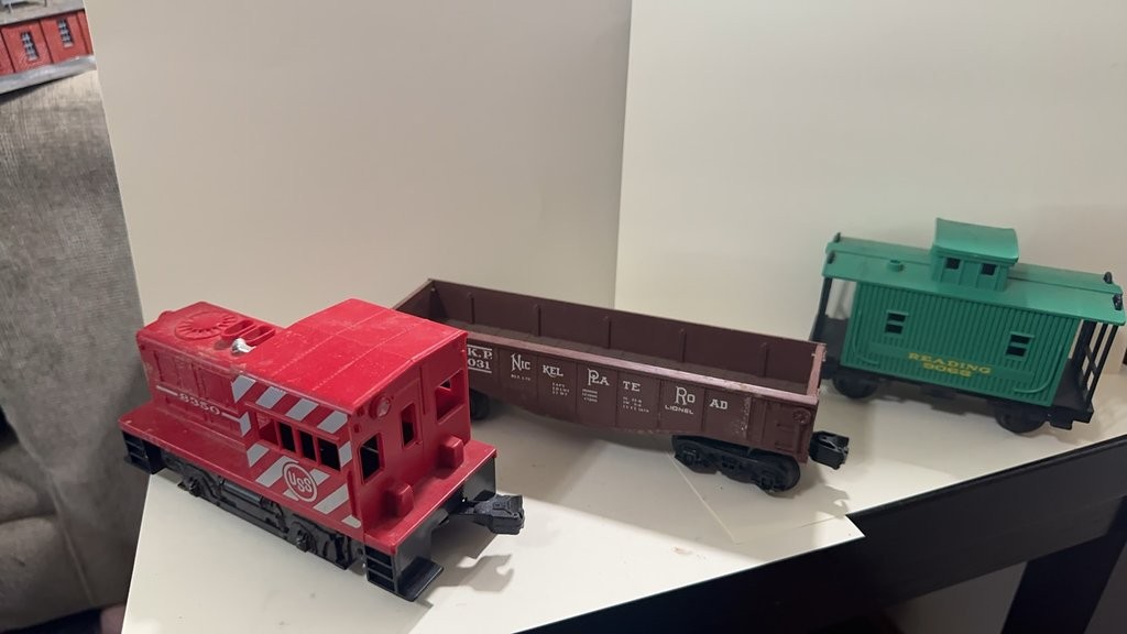 Vintage Lionel Train Set with 8350 Red Locomotive and Cars