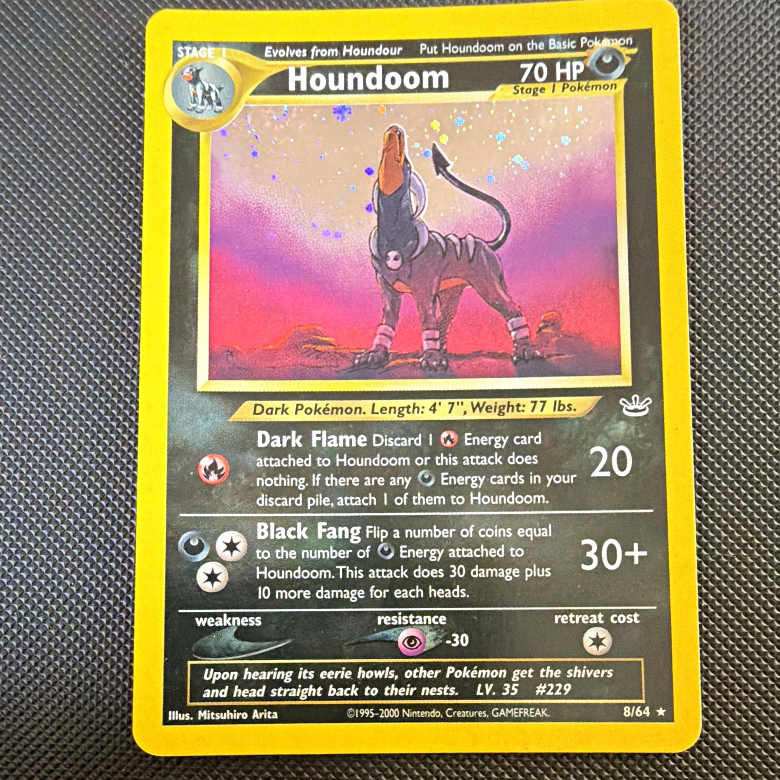 Nintendo Pokémon TCG Neo Revelation Houndoom 8/64 Holo Rare 2000 Stage 1 70HP NM
