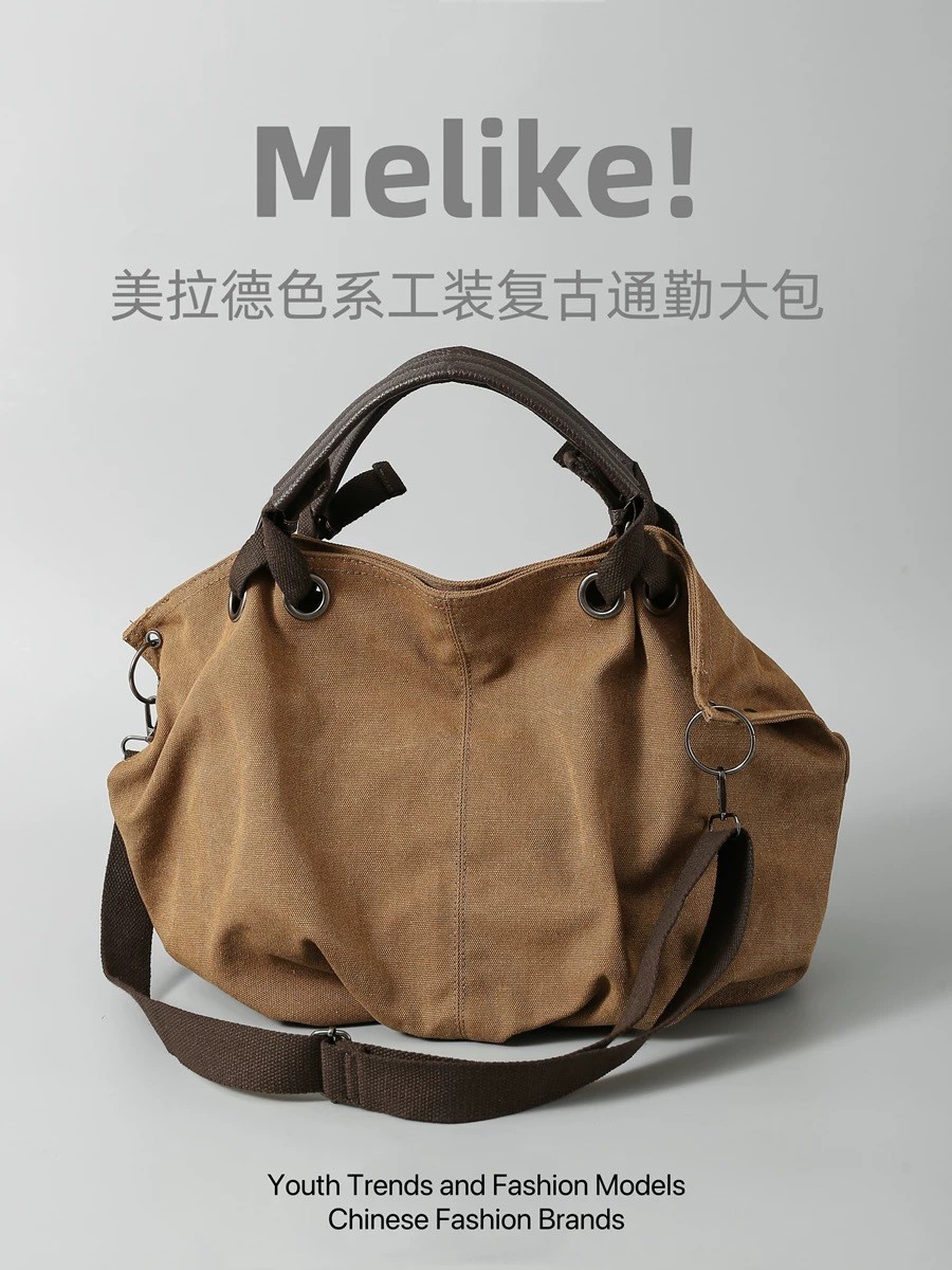 Retro Workwear Canvas Shoulder Bag - Large Commuter Tote Retro Workwear Canvas Shoulder Bag - Large Commuter Tote