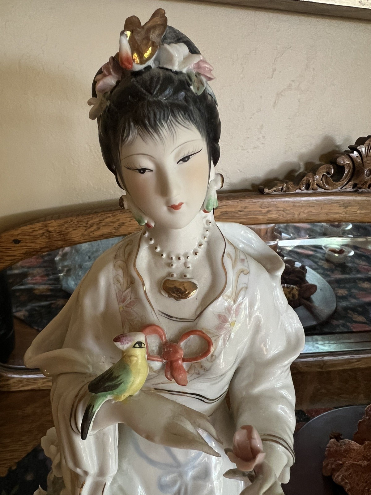 Vintage Porcelain Japanese Geisha Figurine 14” Tall 5” wide