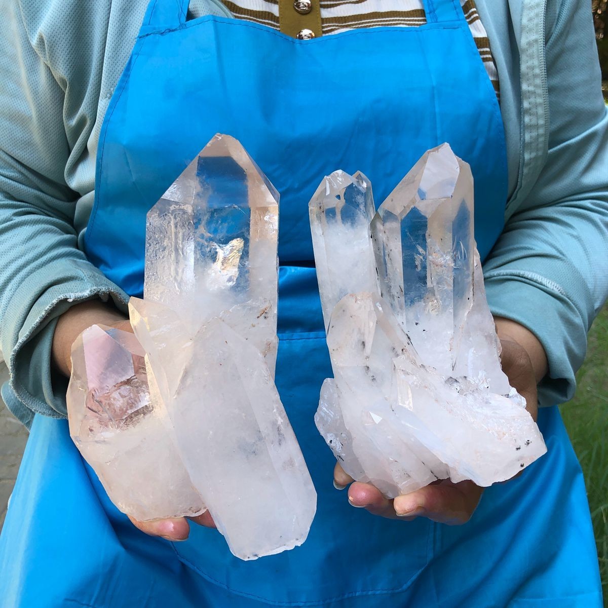 2pc 5.56LB  Natural White Clear Quartz Crystal Cluster Rough Healing Specimen