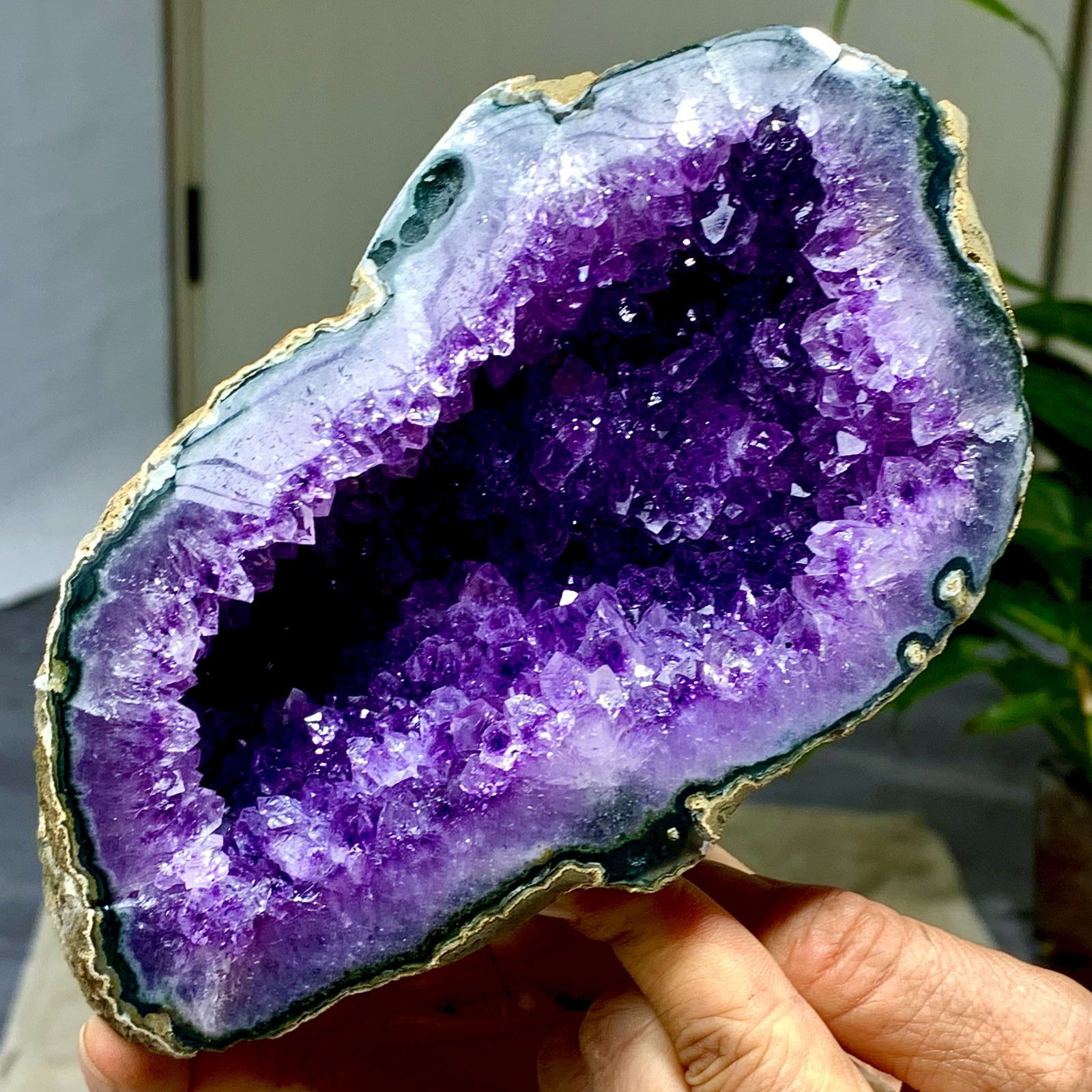 1.84LB Natural Amethyst geode quartz cluster crystal specimen Healing
