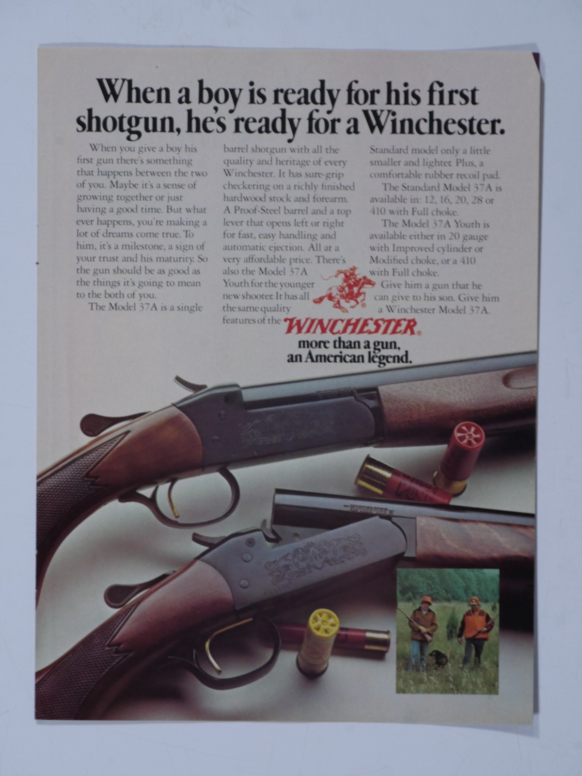 1976 Winchester Shotgun Model 37A Vintage Original Print Ad