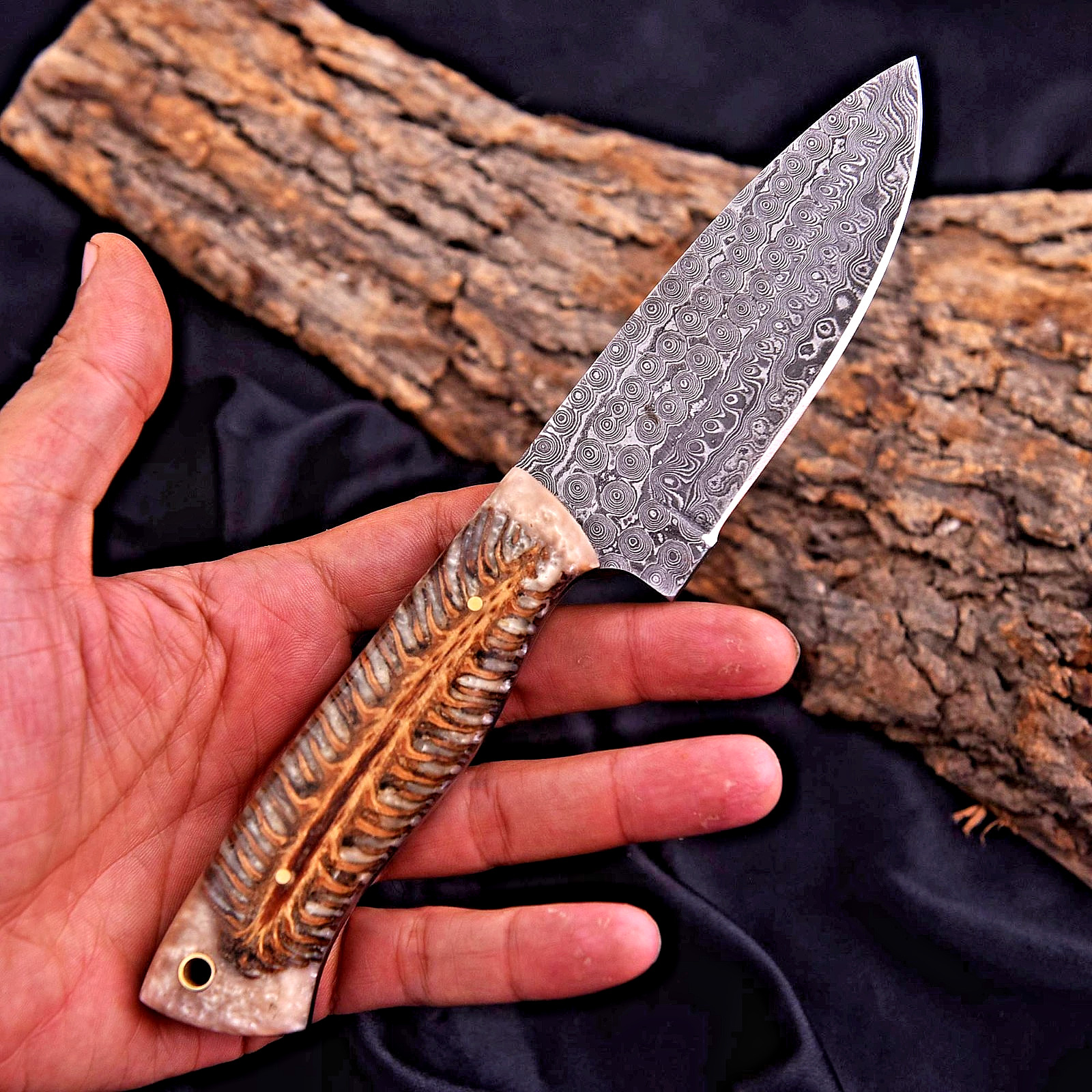Custom HandMade Forged Damascus Steel Blade Hunting Survival Knife 2934