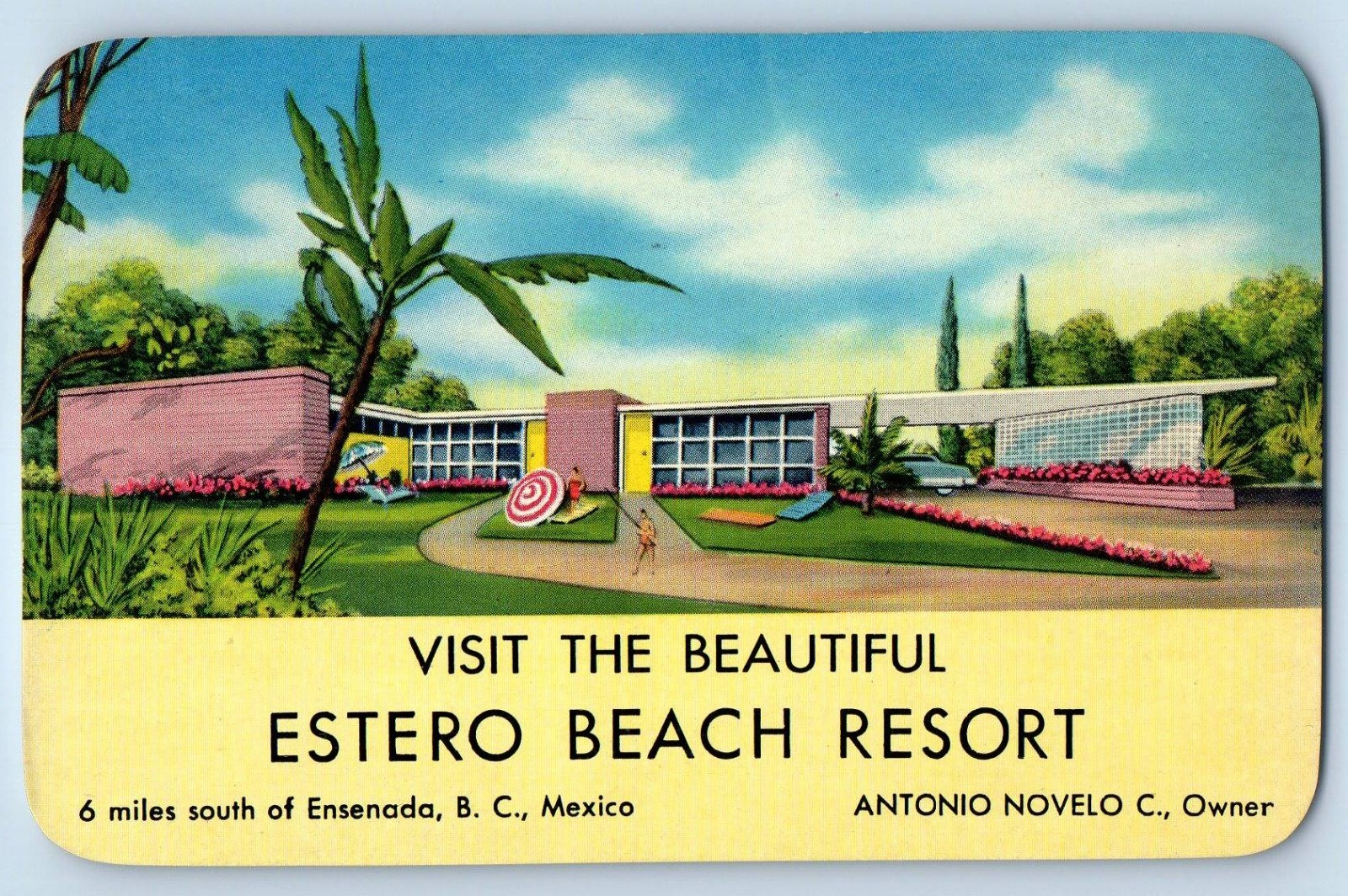 Ensenada BC Mexico Postcard Visit Estero Beach Resort c1950\'s Vintage