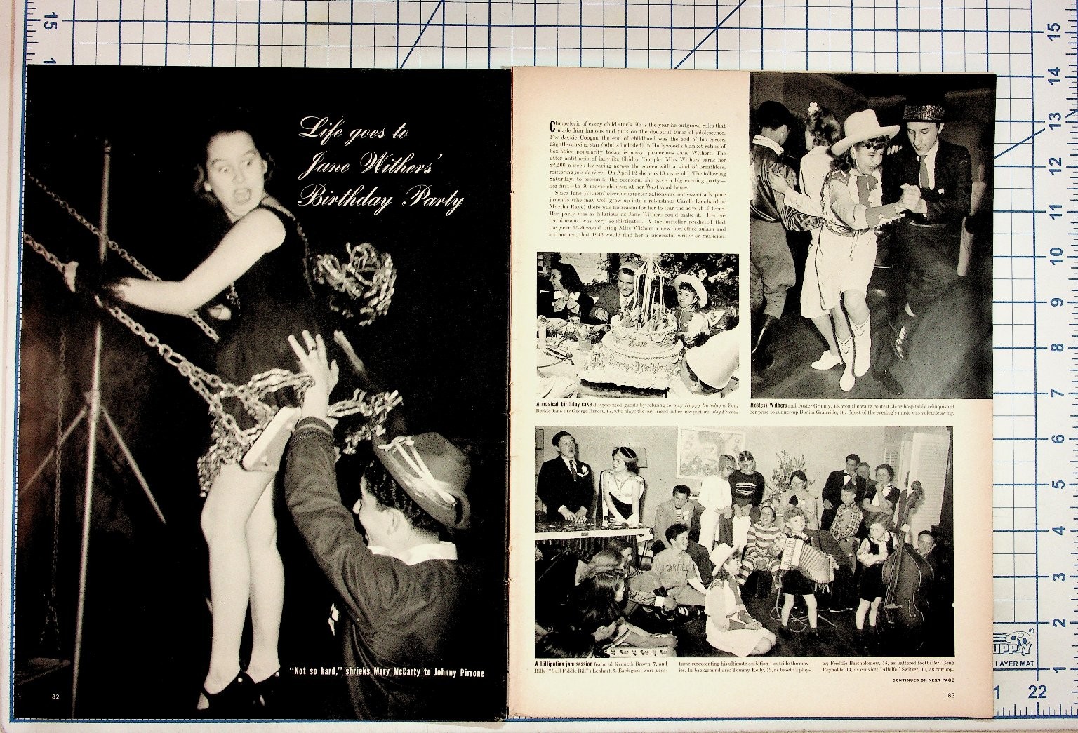 1930s Jane Withers Hollywood Birthday Party Magazine Pages Gordon's Gin