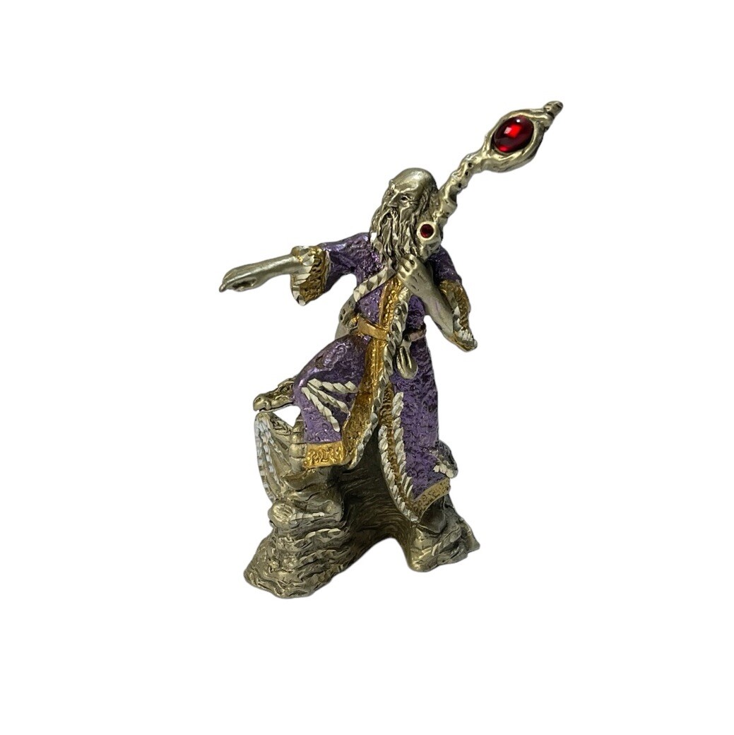 Vintage 1992 Wizard Pewter 3.75” Tall w Crystal Masterworks Fine Pewter Wimberly