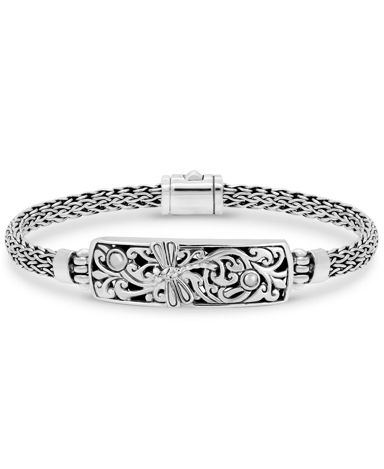 DEVATA Sterling Silver 925 Bali Dragonfly Tulang Naga Chain Bracelet 7 Inch