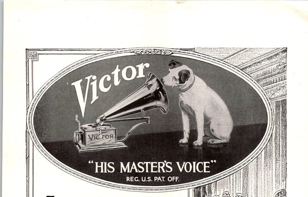 * Antique Ad Issue Victrola Masters Voice Victor Talking Machine Camden 2/1917