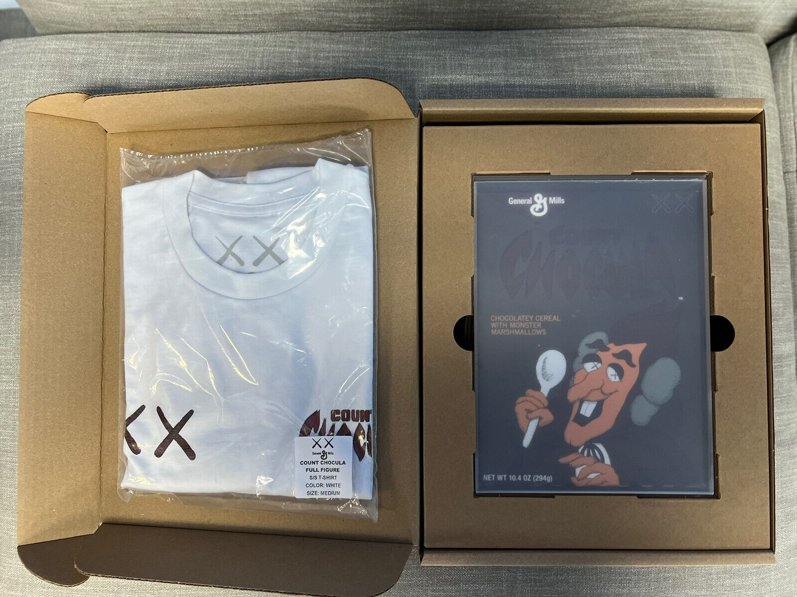 Kaws x Monsters Limited Edition Set of 4 Cereal Boxes and 4 T-Shirts (Sealed)