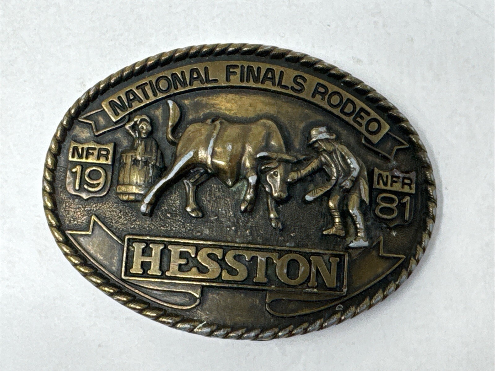 1981 Hesston National Finals Rodeo Belt Buckle Seventh Edition Vintage