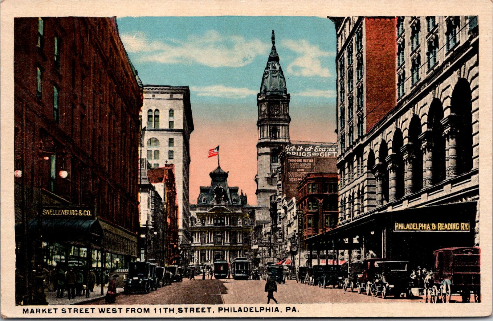 Market St West from Eleventh Philadelphia PA Vintage Postcard 5P20-4