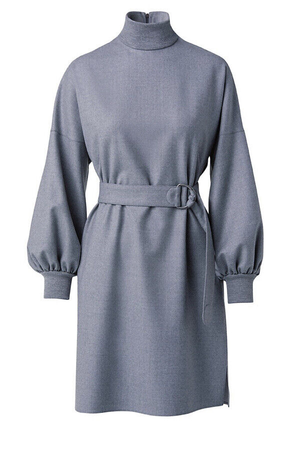 Akris Punto Gray Flannel Wool Dress Size 10 NWT** no belt