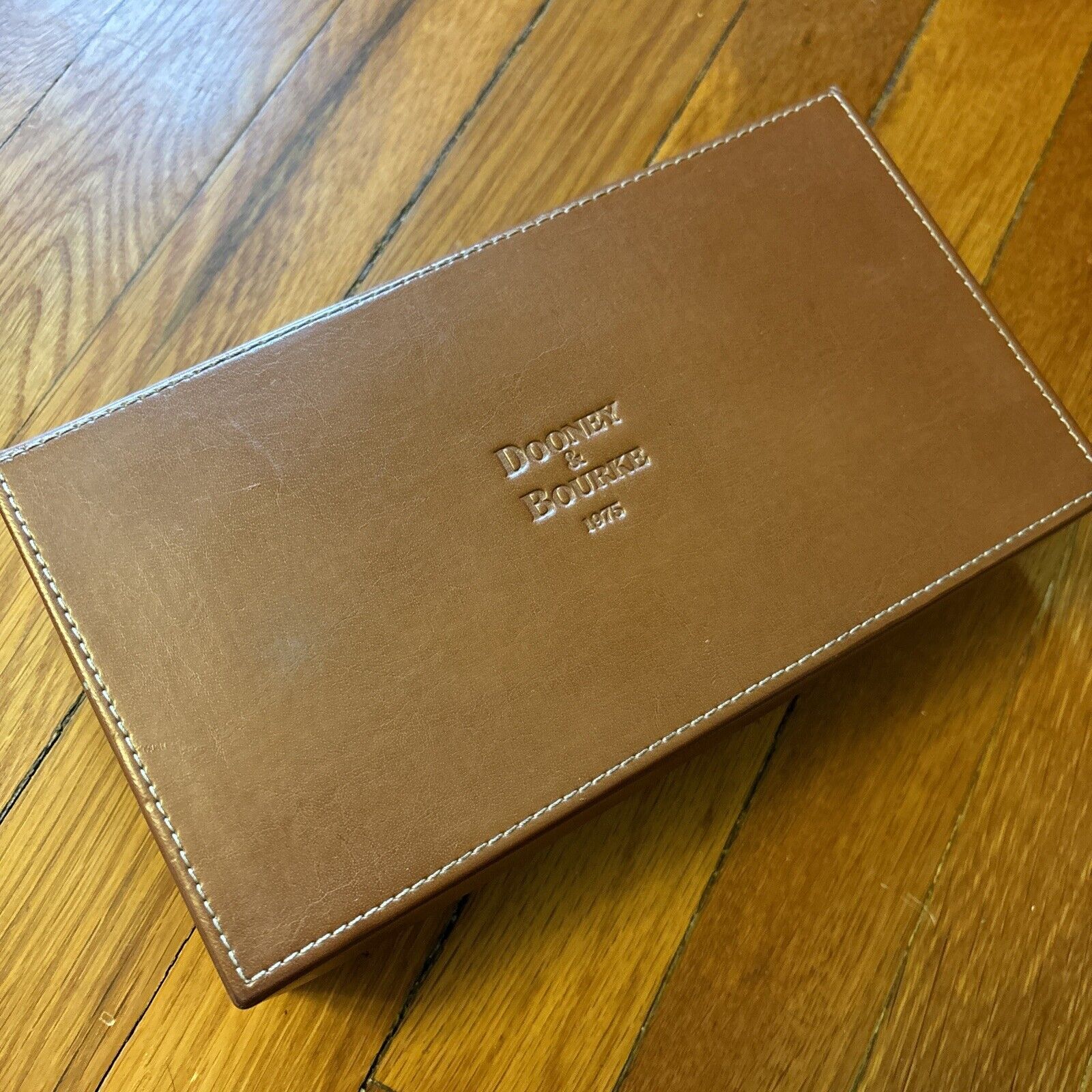 Dooney & Bourke 1975 Vtg Faux Leather Bound Gift Box Jewelry Trinket Box Marbled