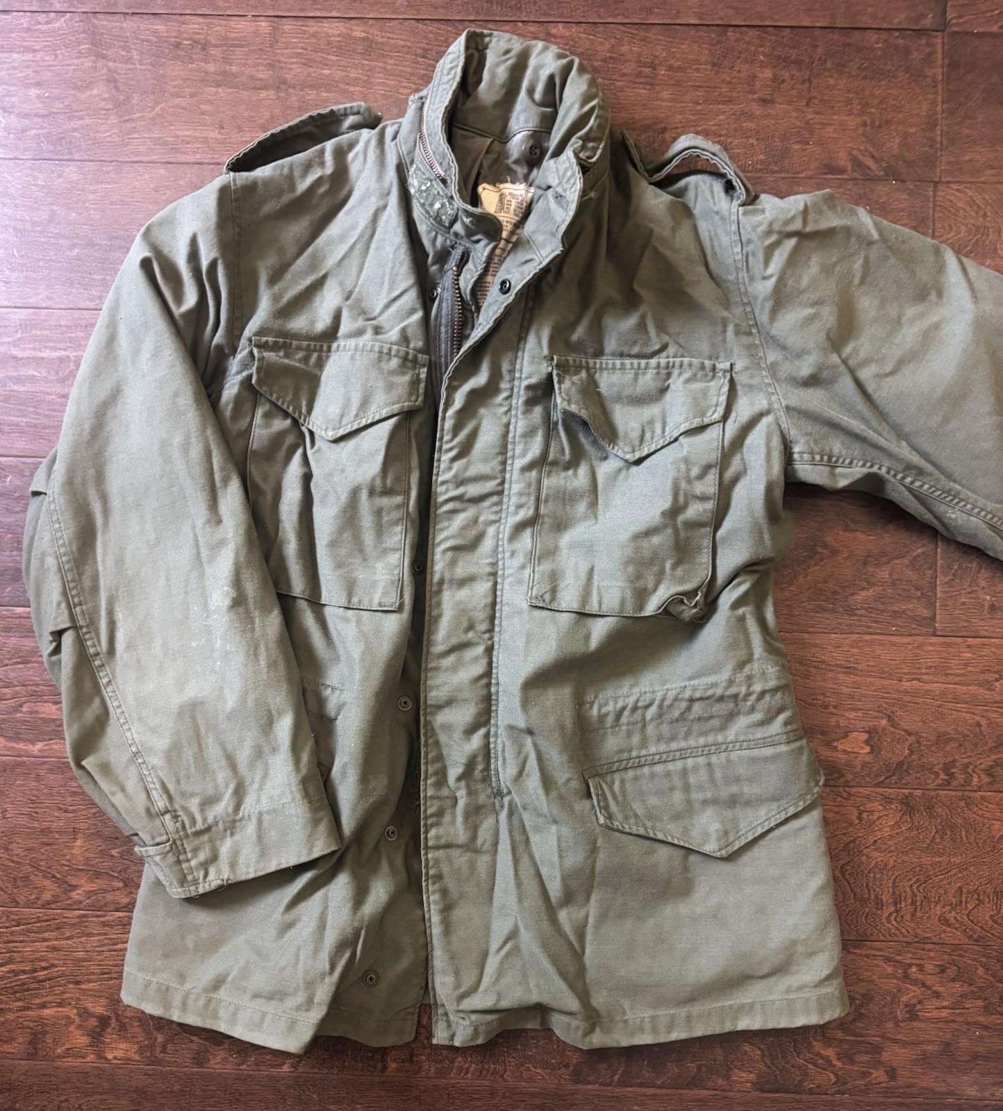 Vintage 1981 Alpha Industries M-65 Field Jacket OG-107 US Army Small Regular