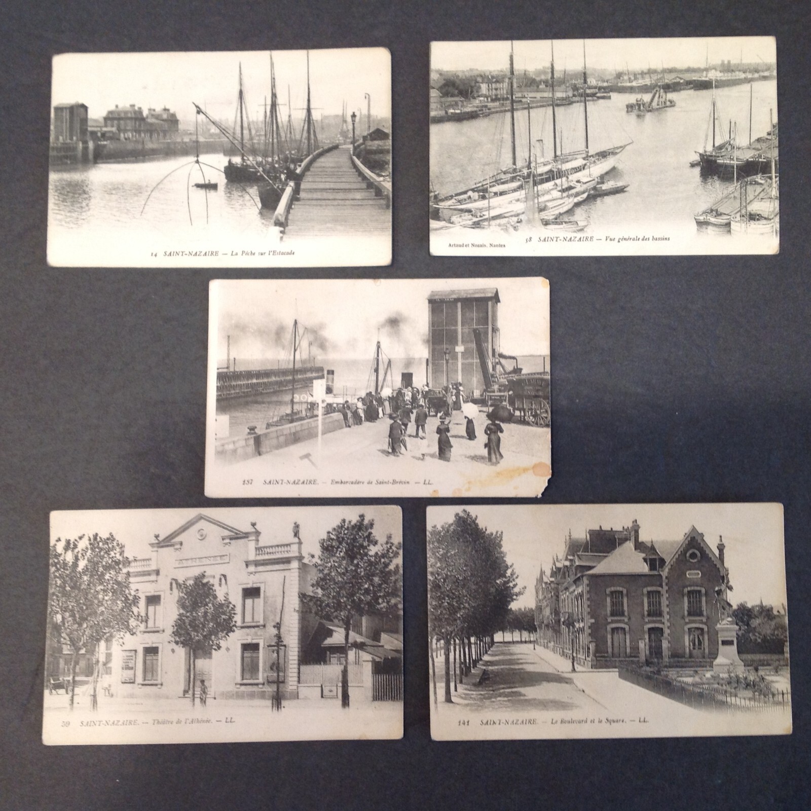 Saint-Nazaire France Postcards Early 1900\'s-Lot of 5 Unused Antique