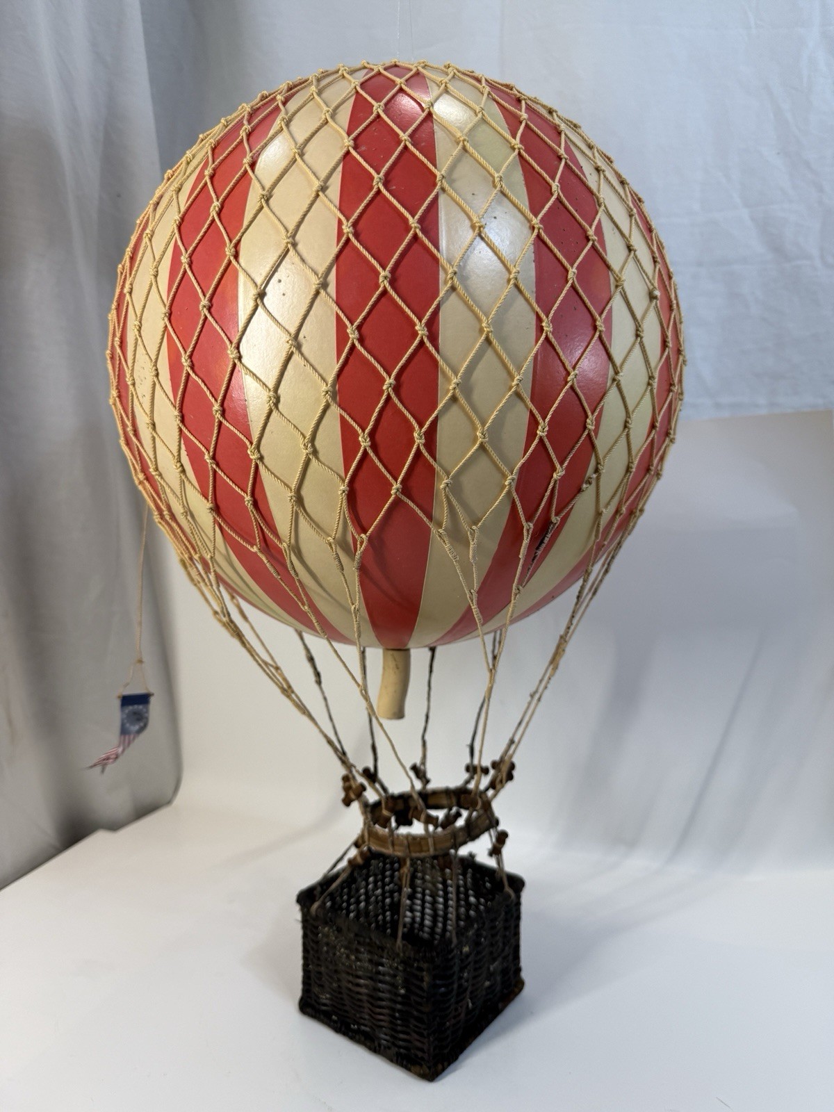 Authentic Models Royal Aero Hot Air Balloon Red Cream Stripe Hanging Decor