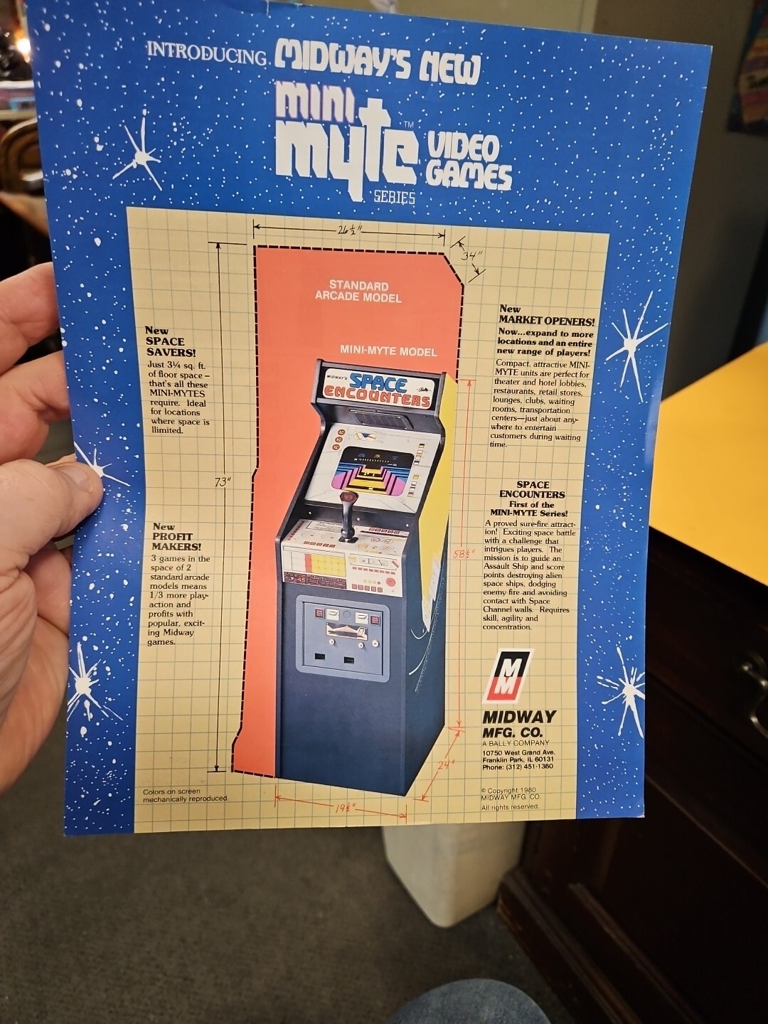 Midway SPACE ENCOUNTERS Mini Myte Arcade Video Game flyer- original