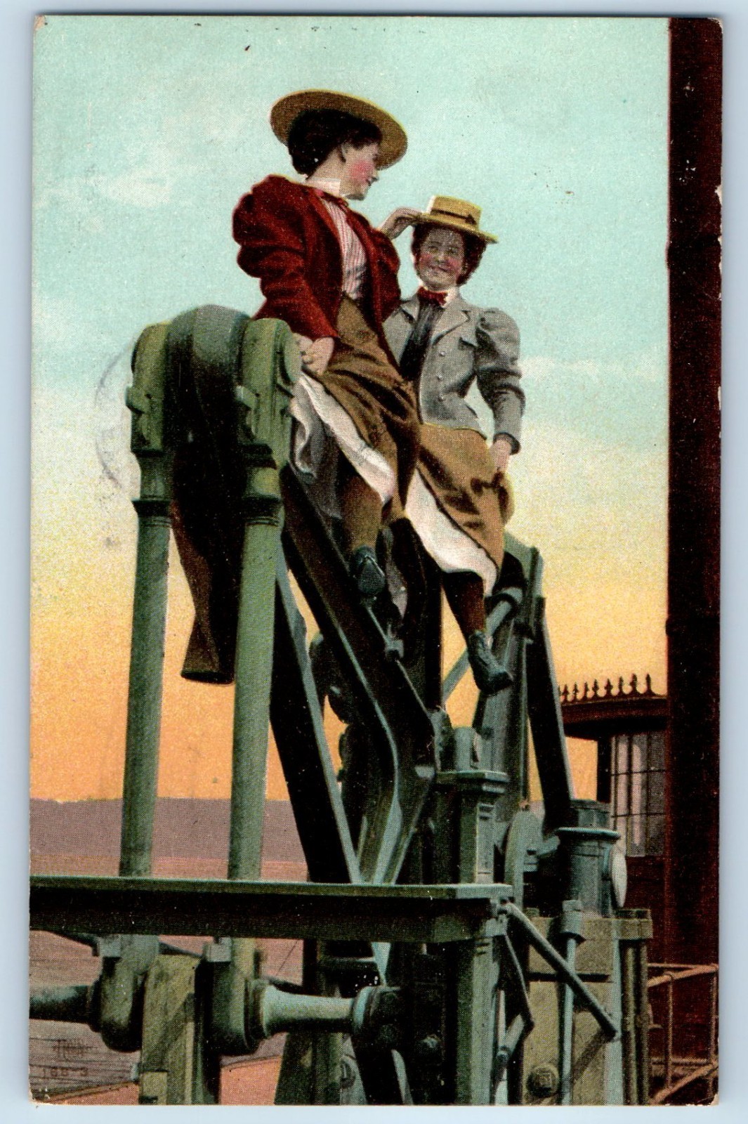 1908 Women On Oil Derrick Charleston West Virginia WV Antique Posted Postcard