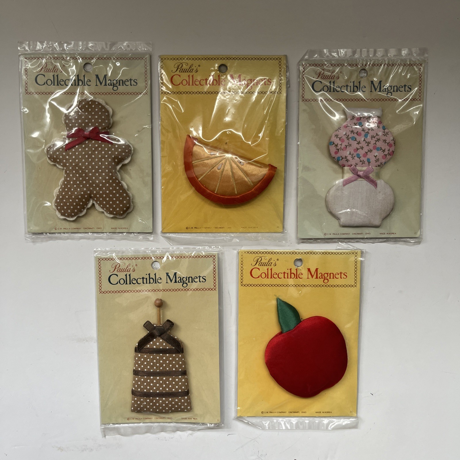 Vtg Paula’s Collectible Magnets Lot Fridge Cottage Decor C.M. Paula Co. 80s New