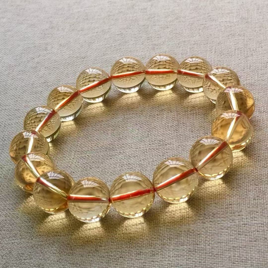 Natural  Yellow  Citrine round   Bead Bracelet    AAAAA