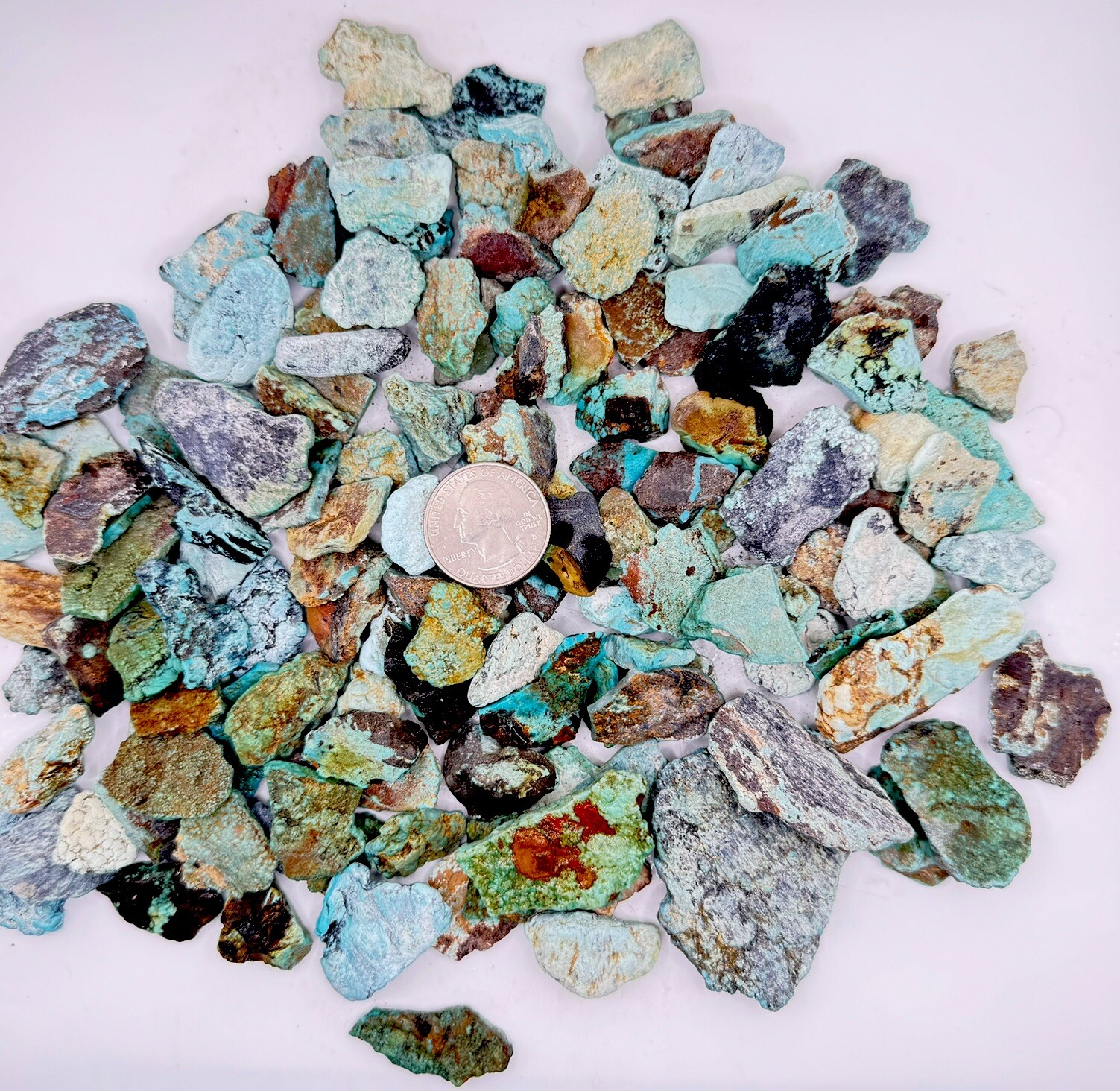 One Pound Natural Veins Turquoise Thin Authentic Hard Blue & Green