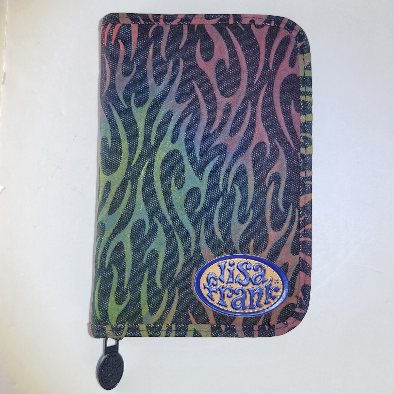 Vintage 90s Lisa Frank Planner Rainbow Flame Mini Binder BFF Girls Zip Up 6 Ring