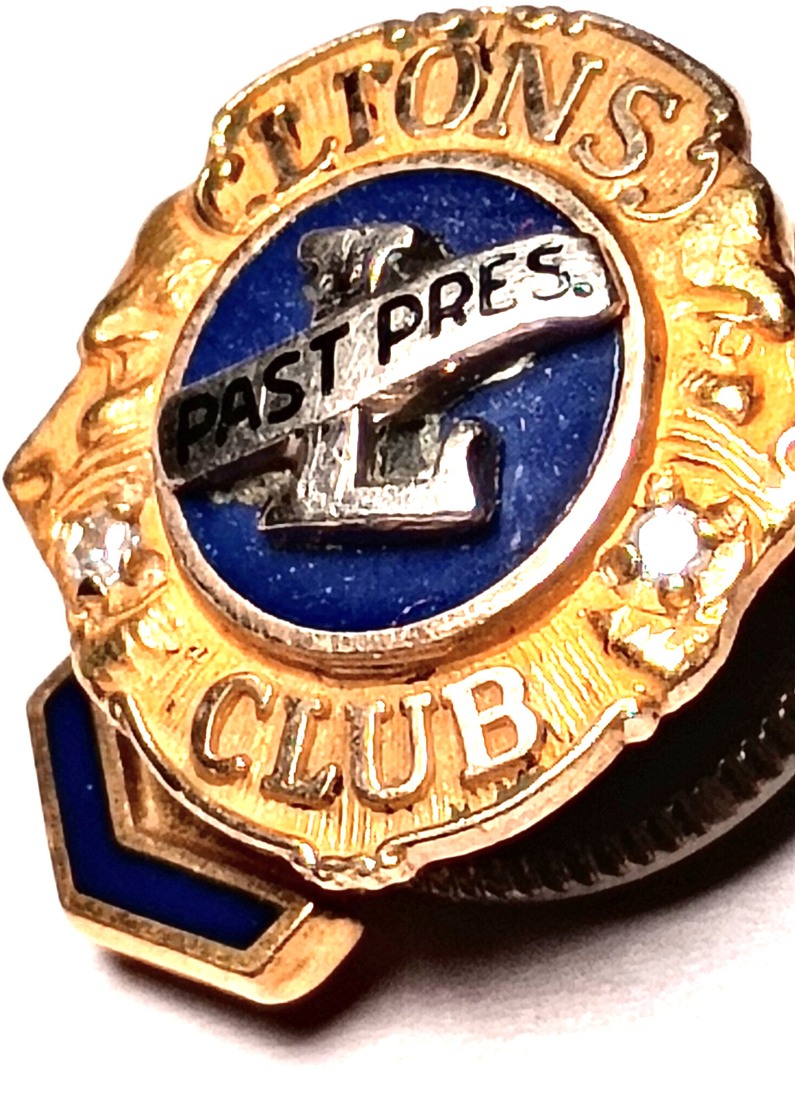 Vintage 10K Solid Gold Lions Club Past President Pin Diamond Accents Fraternal