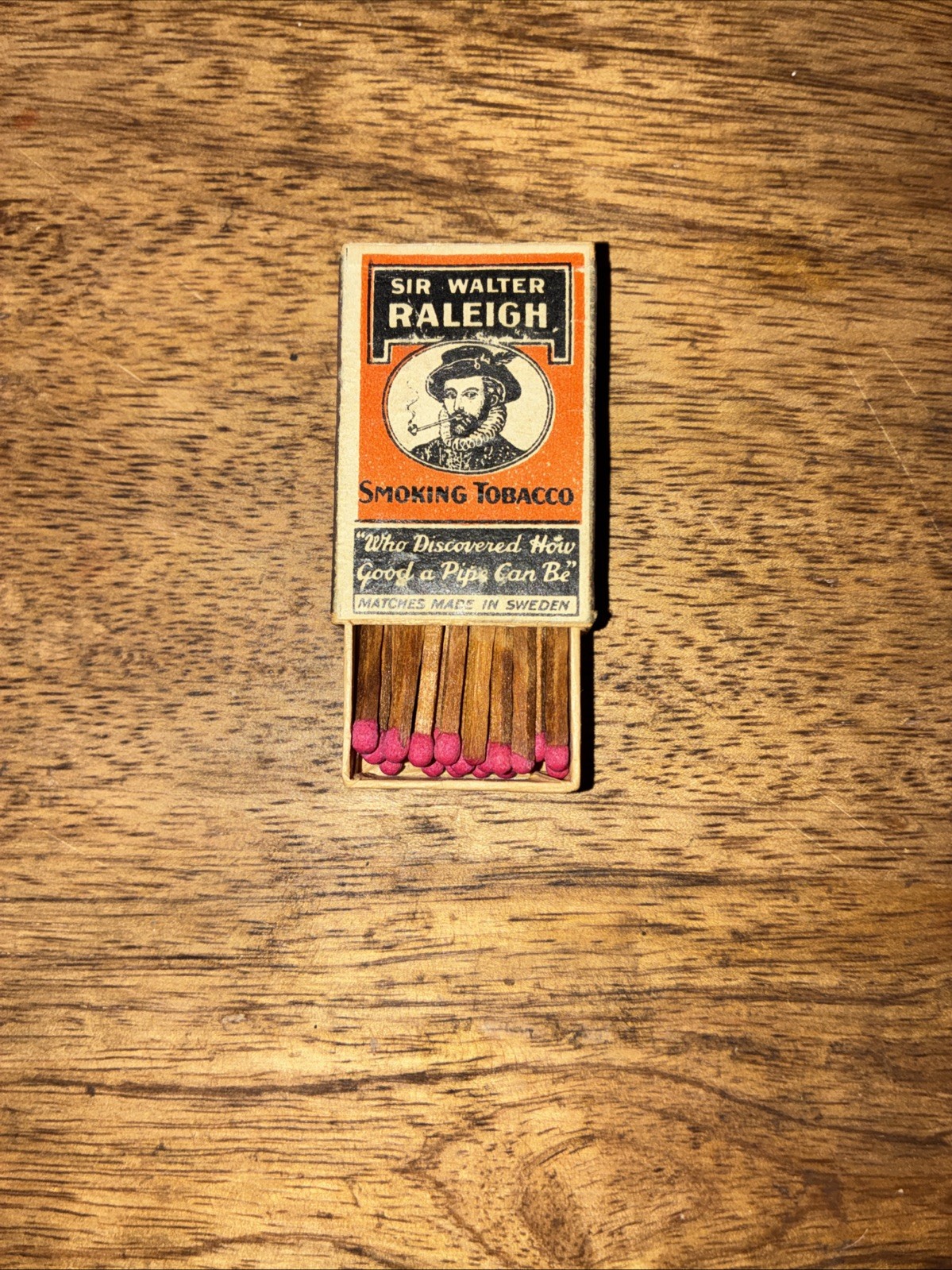 Sir Walter Raleigh Vintage Match Box Made In Sweden Excellent Condition