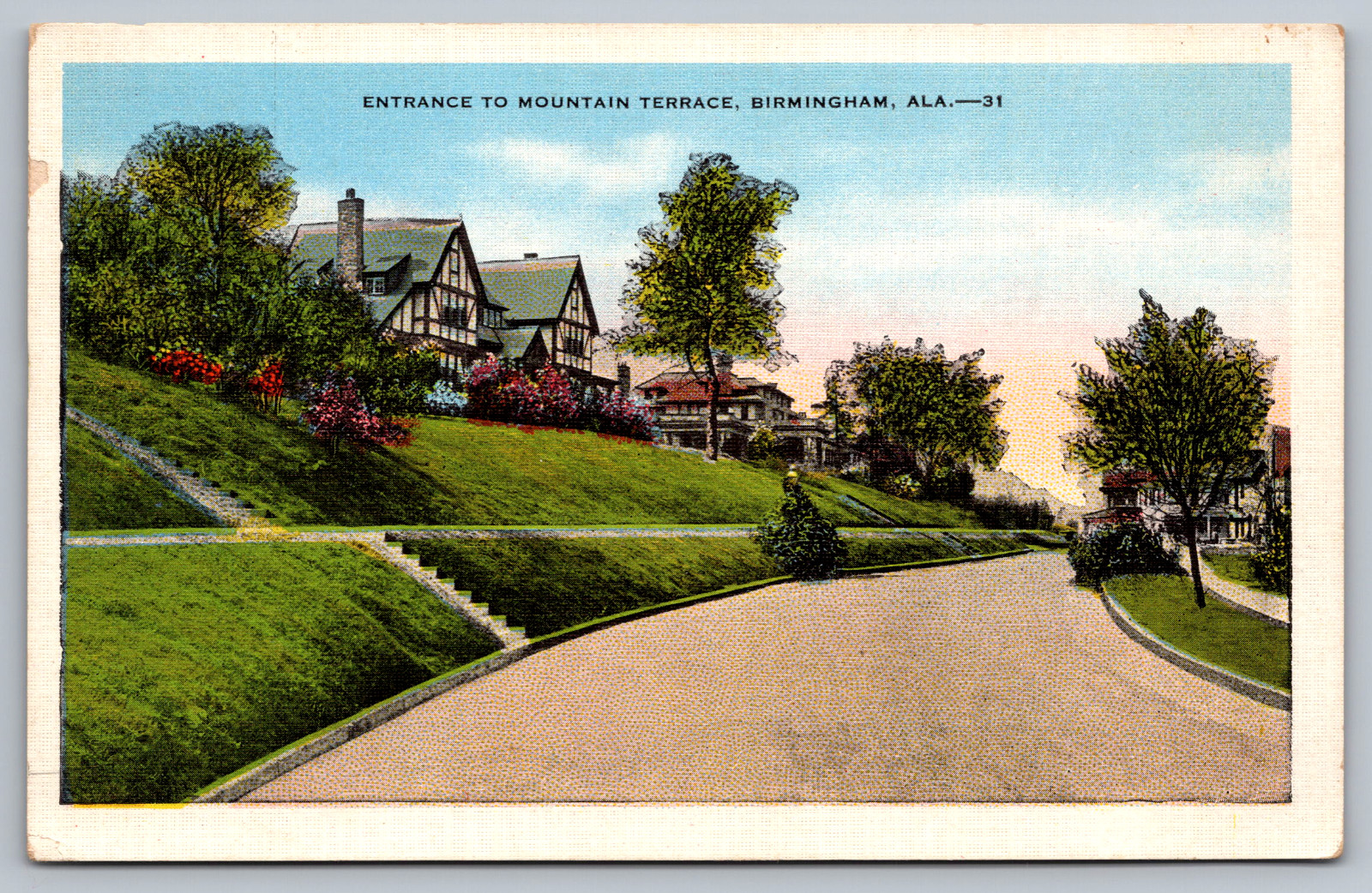 Postcard Entrance to Mountain Terrace Birmingham Alabama 