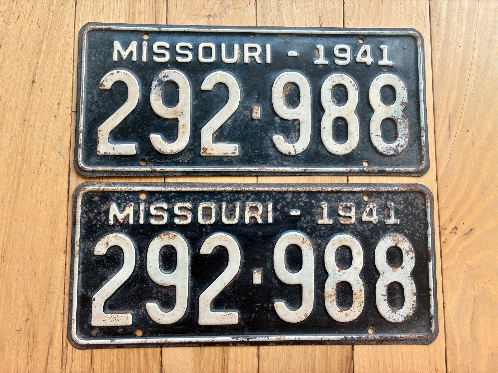 1941 Missouri License Plate Pair